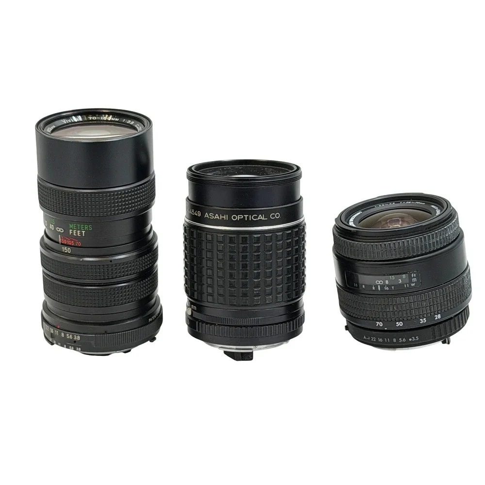 Vintage Lens Lot Vivitar 70-150mm Takumar 135mm f2.5 Promaster 28-70mm Nikon